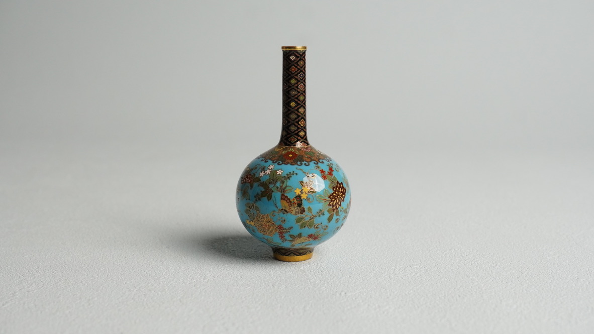 並河靖之 / 明治 七宝 / 花蝶図 花瓶